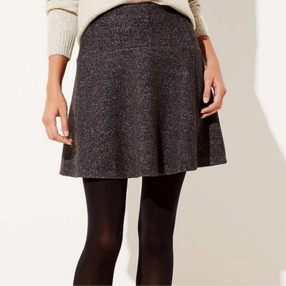 LOFT Heather Charcoal Skater Skirt